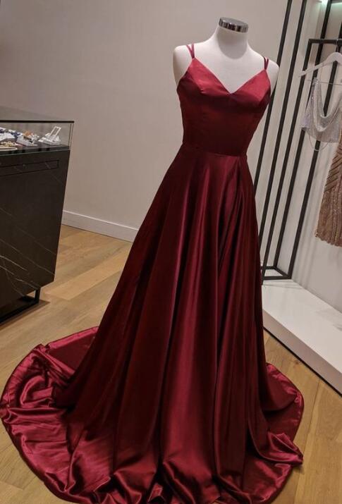 Mermaid Dark Red Long Prom Formal Dress