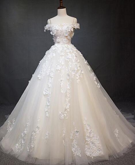 Mermaid Tulle Lace Applique Long Lace Wedding Dress