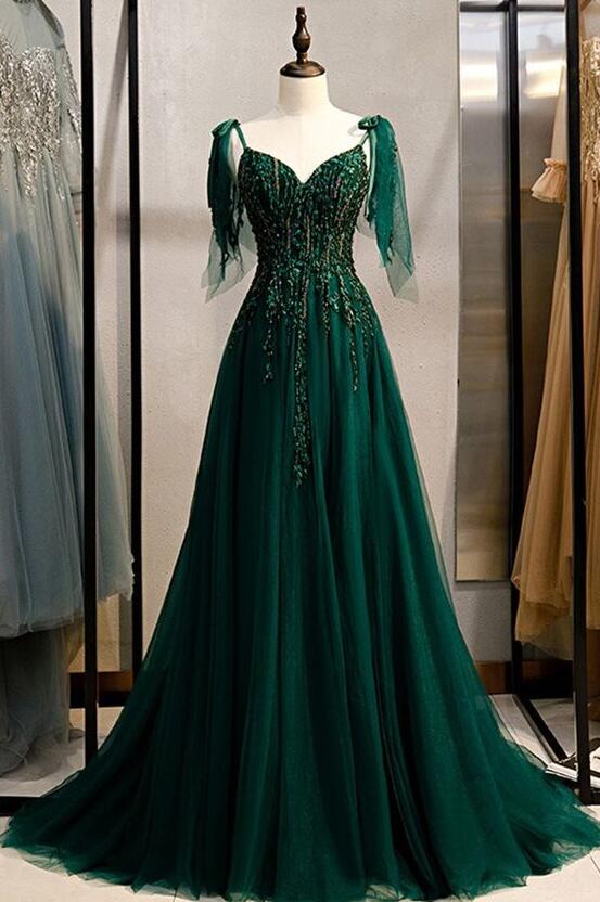 dark green tulle prom dress A Line Floor Length Dresses on Luulla MCC Desc: 55%SILK37%VISCOSE8%SPANDEX