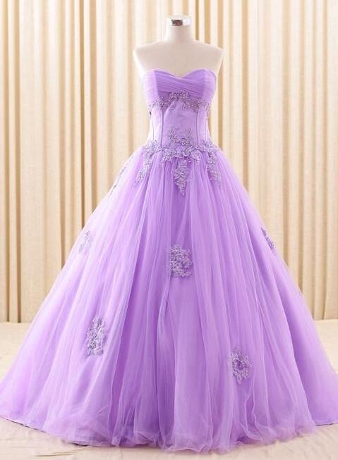 Strapless A Line Purple Evening Dress