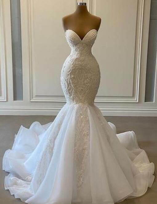 Beautiful Mermaid Lace Wedding Dress Bridal Gowns