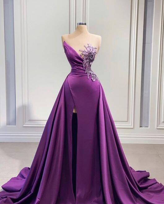 Beautiful Simple Purple Long Prom Dress