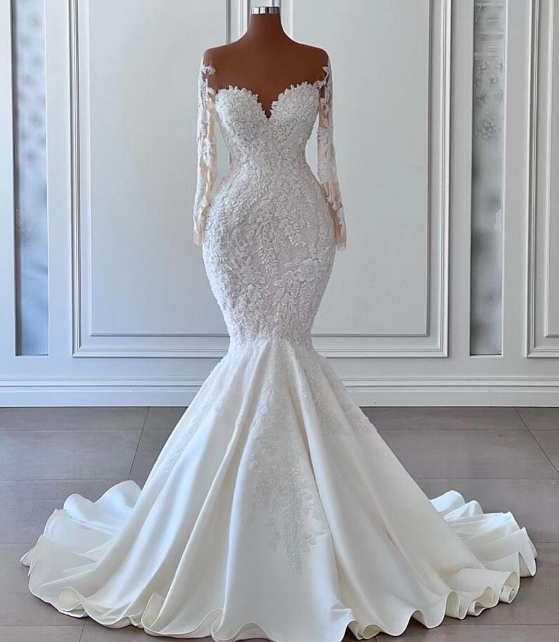 Mermaid Boho Lace Wedding Dresses, Bridal Dresses