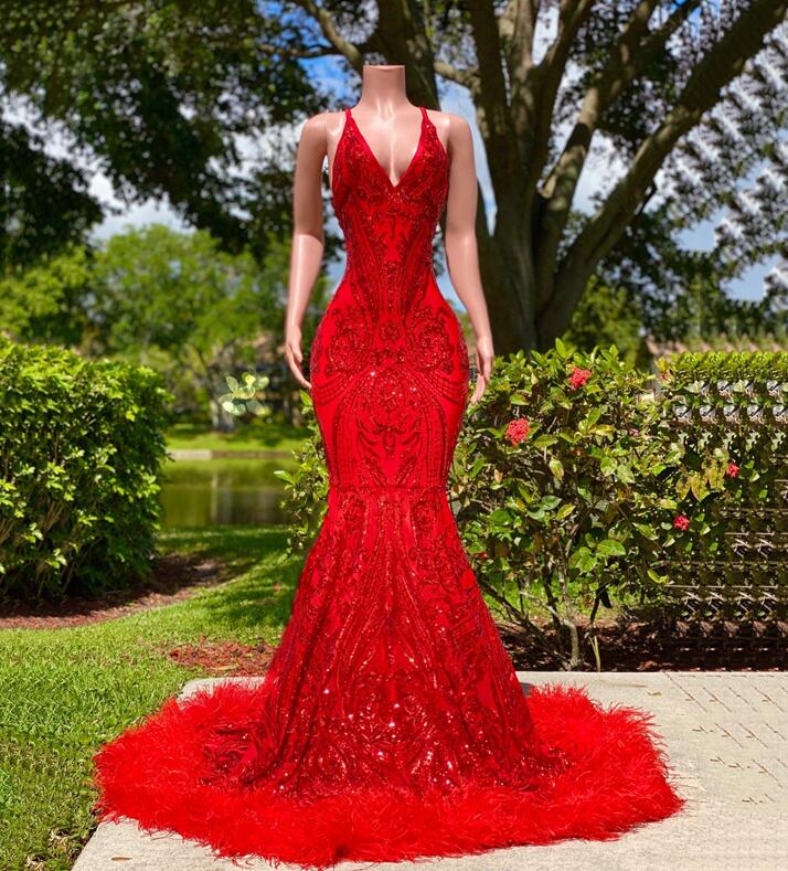 Sparkly Halter Evening Dress, Red Sequin Prom Evening Dresses