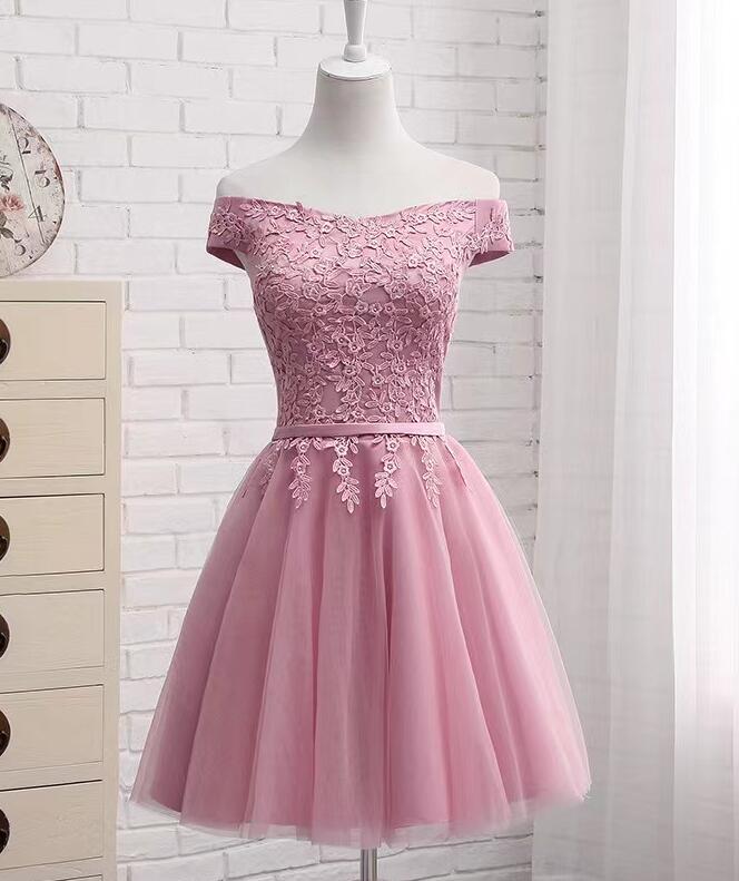Simple Pink Homecoming Dress,tulle Graduation Dresses