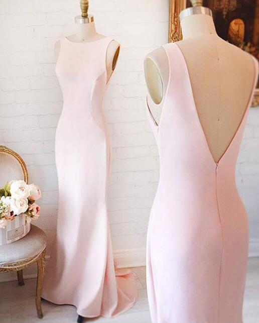 Simple Pink Long Prom Dress For Teens