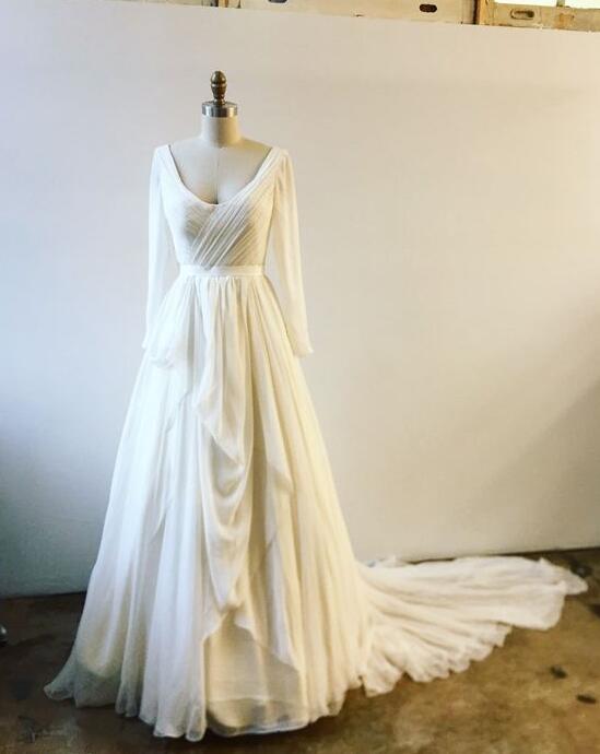Mermaid Ivory Long Sleeve Prom Dresses