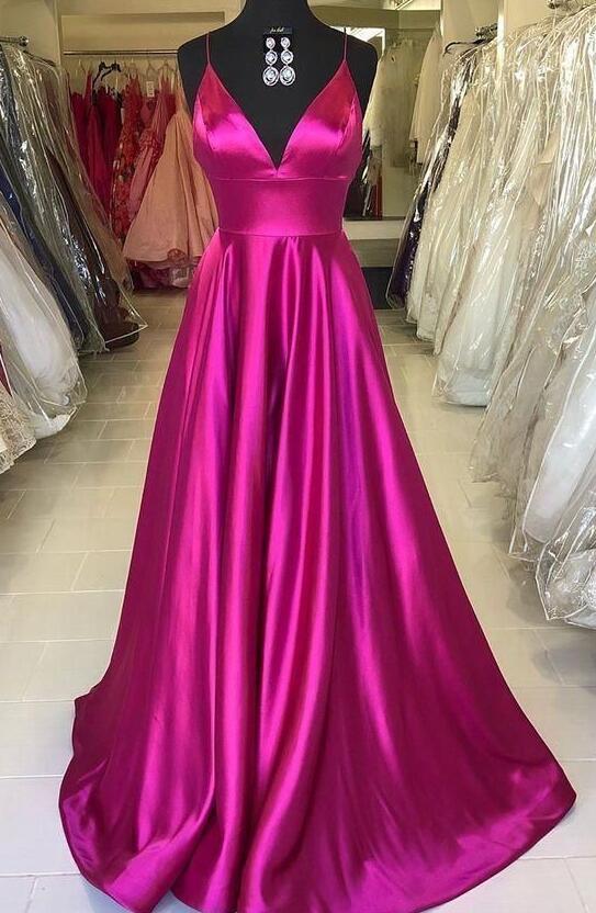 A Line Rose Red Prom Dress Evening Dress