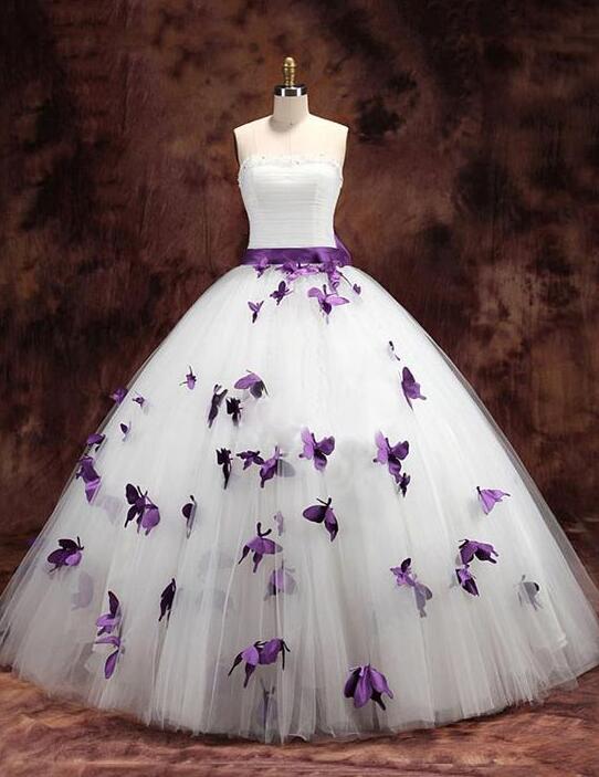 Princess Strapless Tulle Ball Gown Wedding Dress,bridal Dress