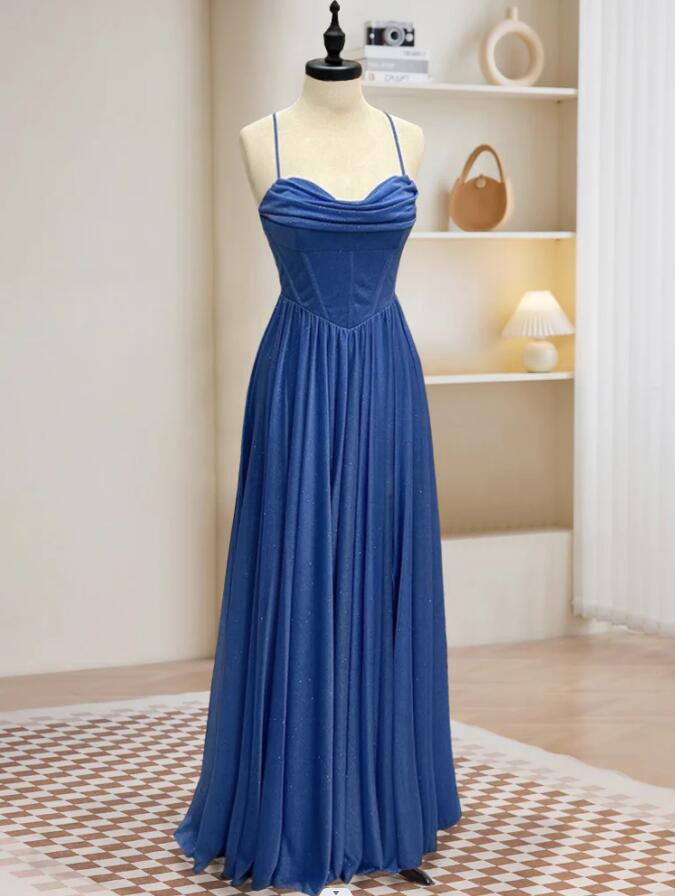Simple A-line Sweetheart Blue Long Prom Evening Dresses