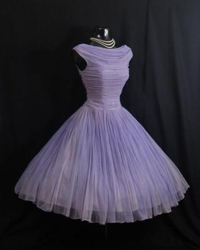 A-line Chiffon Purple Evening Dress,short Prom Dress