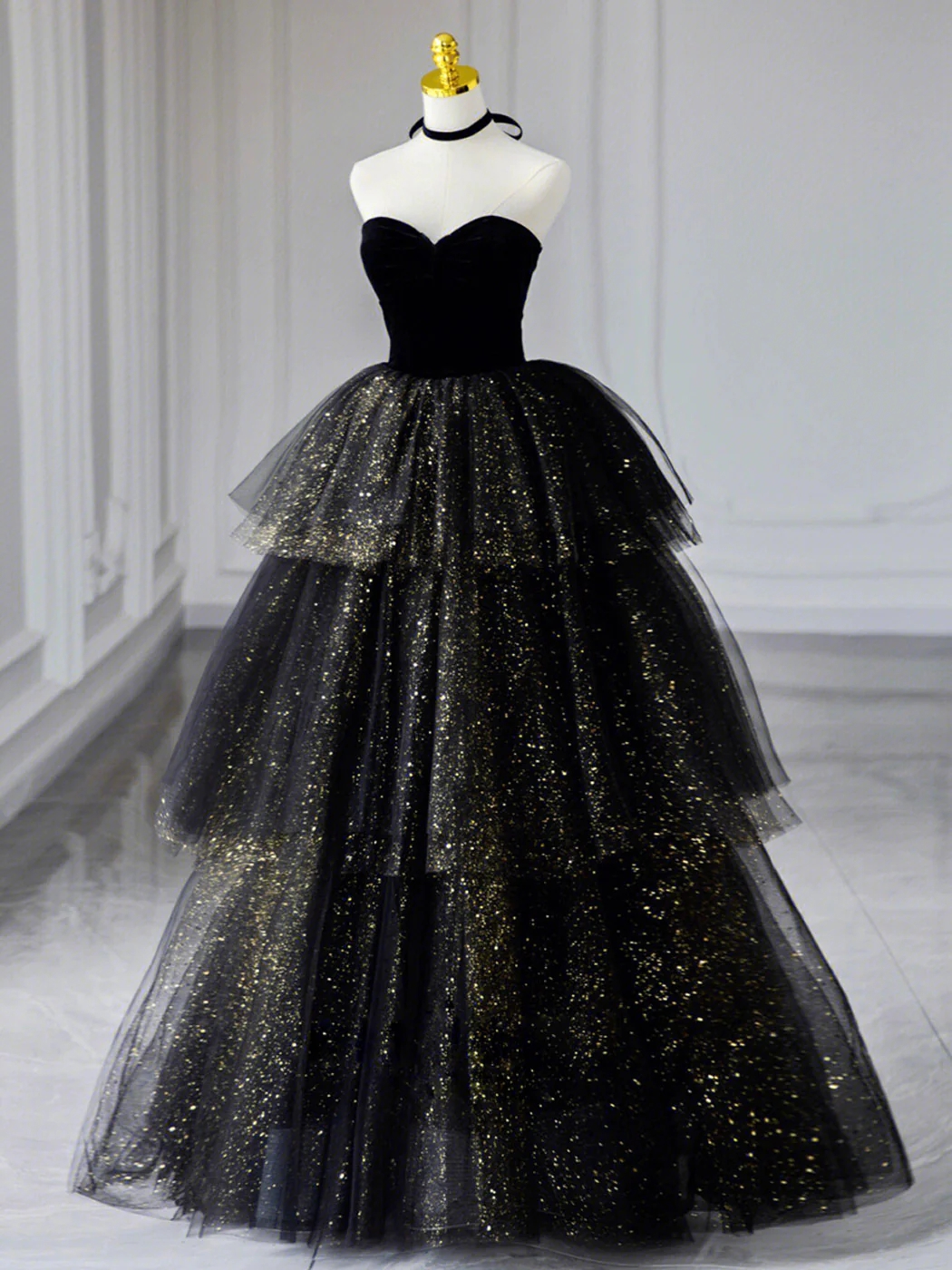 Enchanted Evening Black Glitter Ball Gown on Luulla