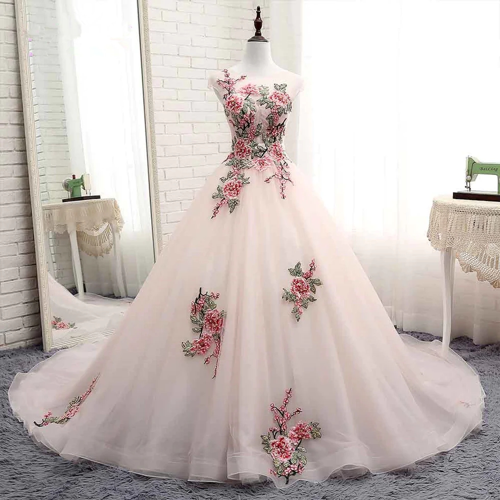 Enchanted Blossom Embroidered Tulle Gown