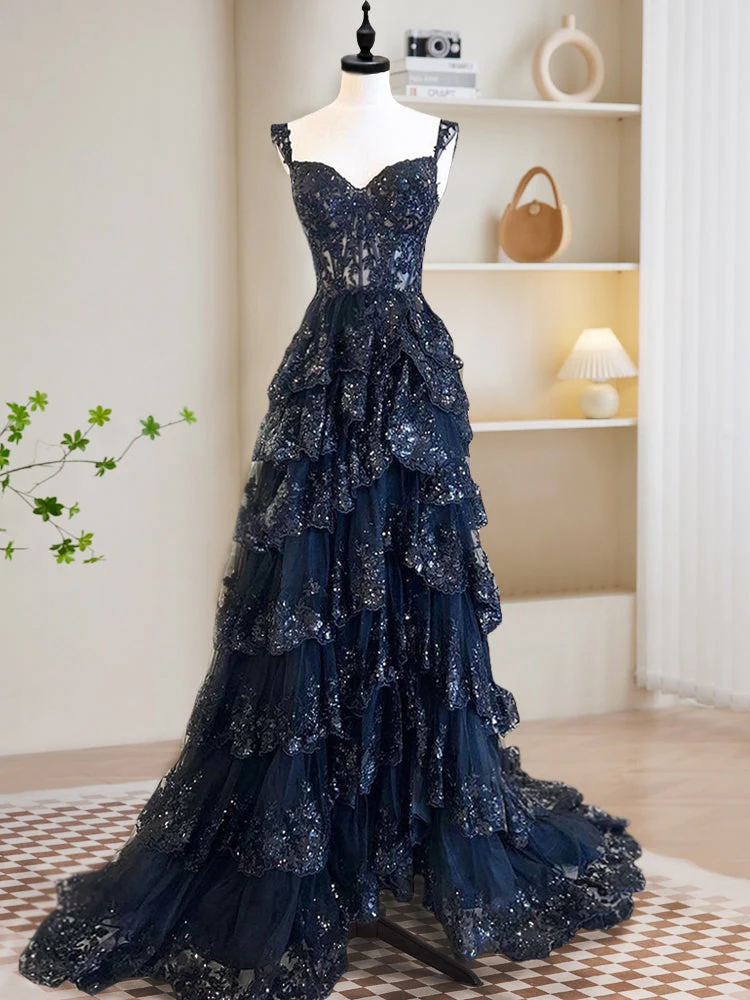 Celestial Blue Cascading Lace Prom Gown on Luulla