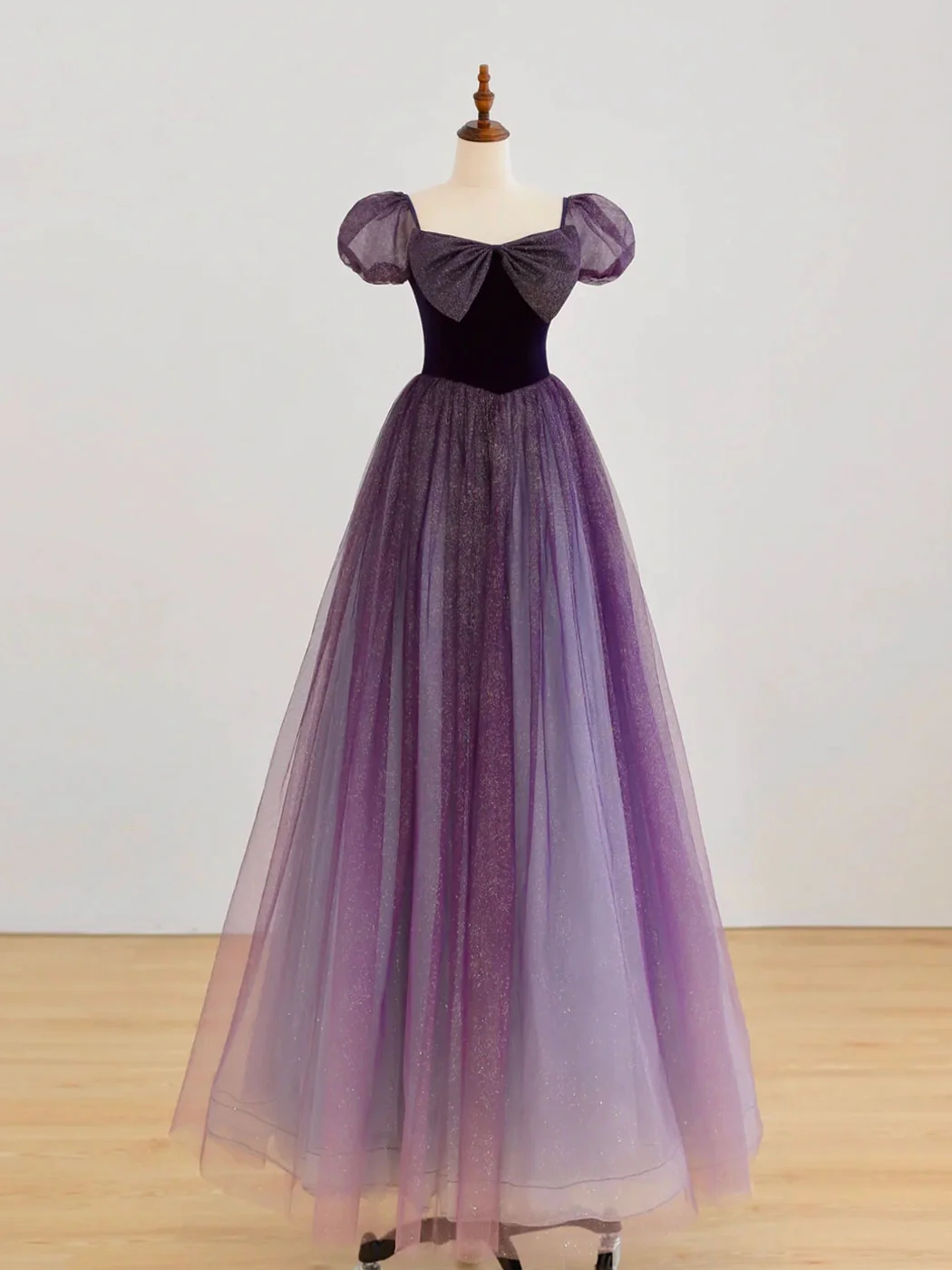 A-line Purple Long Prom Evening Dress
