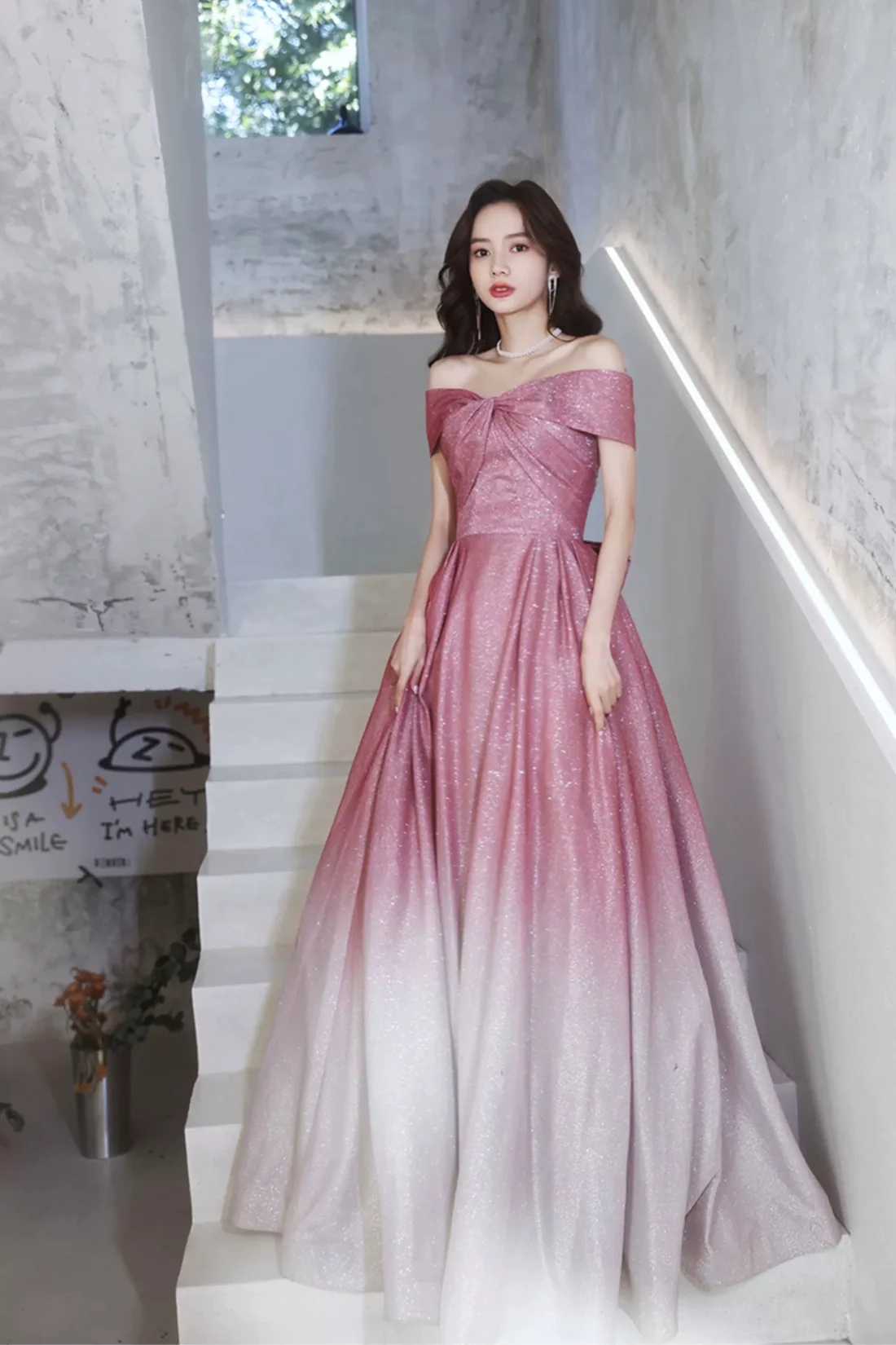 pink and white ombre dress Primavera 3922 Sequin Ombre Long Prom Dress Pink Ombre / 0