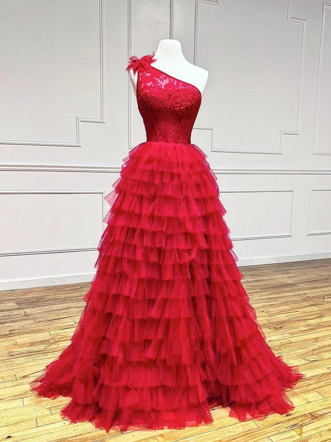 Enchanted Evening Red Tulle Gown