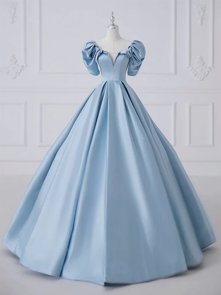 Enchanted Sky Blue Satin Ball Gown