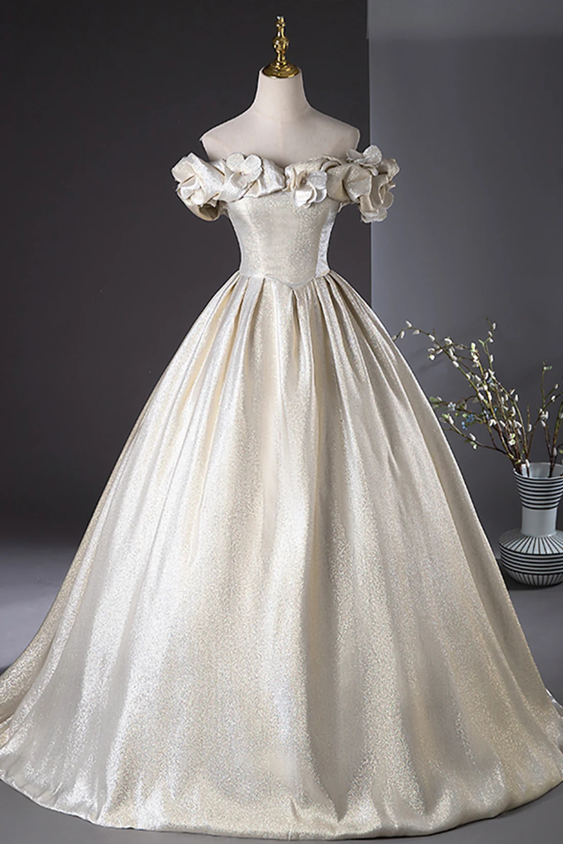 simple champagne dress 1950s Champagne Satin Wedding Dress, Handmade Short Bridal Gown