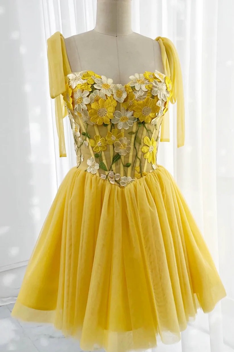 Sunny Floral Embroidered Homecoming Dress 2025 Floral Cocktail Dress 2025