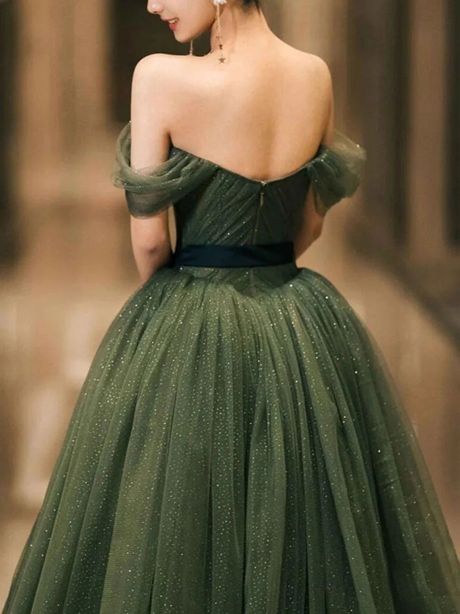 Enchanting Forest Green Off-shoulder Ball Gown on Luulla