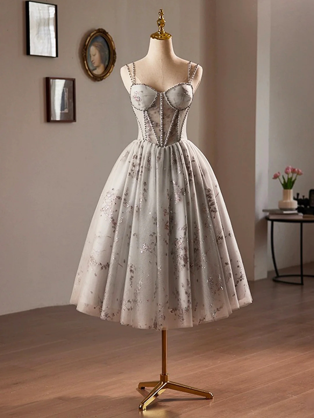 Vintage-inspired Sparkling Tea-length Dress, Homecoming Dress on Luulla