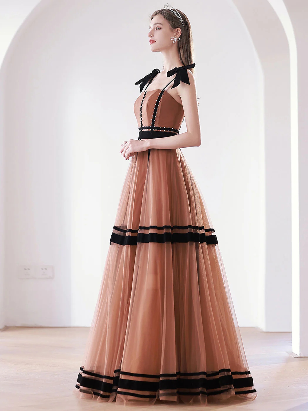 Rhinestone Accent A-Line Evening Gown main image 1