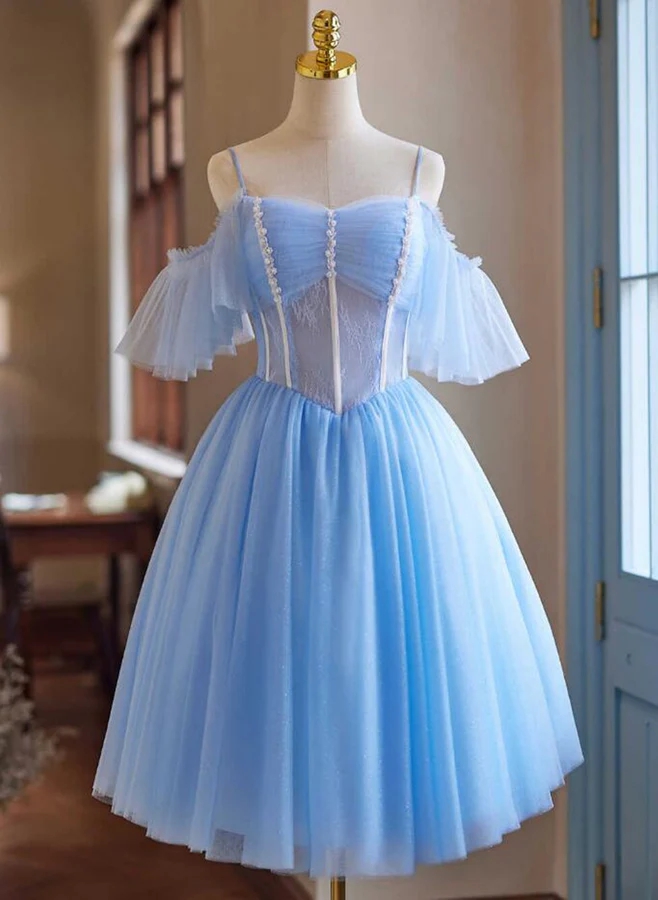 Off Shoulder A-line Tulle Beaded Homecoming Dresses on Luulla