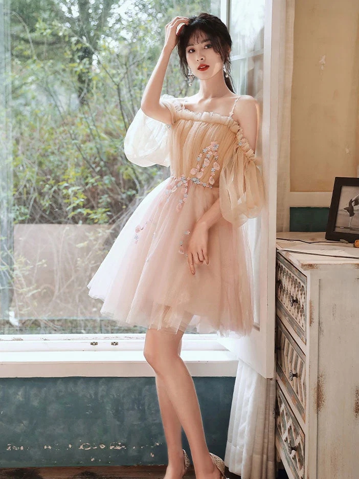 strapless open back dress Light Pink Champagne Tee Dress main image 1