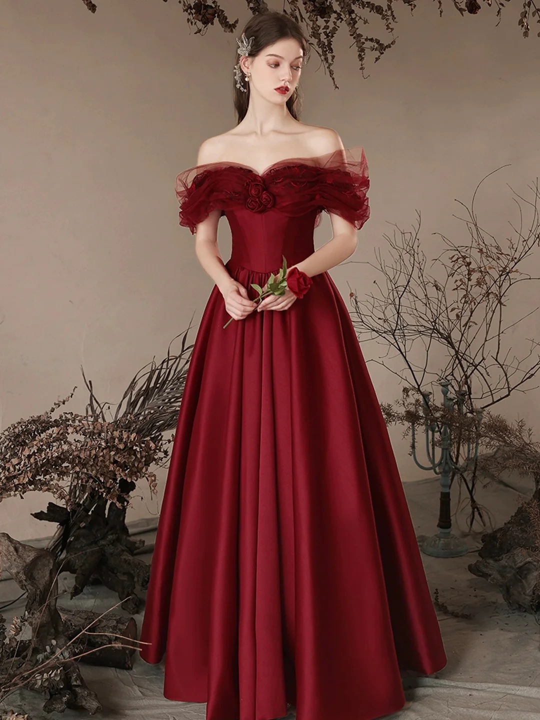 Scarlet Rose Off-shoulder Evening Gown on Luulla Scarlet Rose Off-shoulder Evening Gown on Luulla