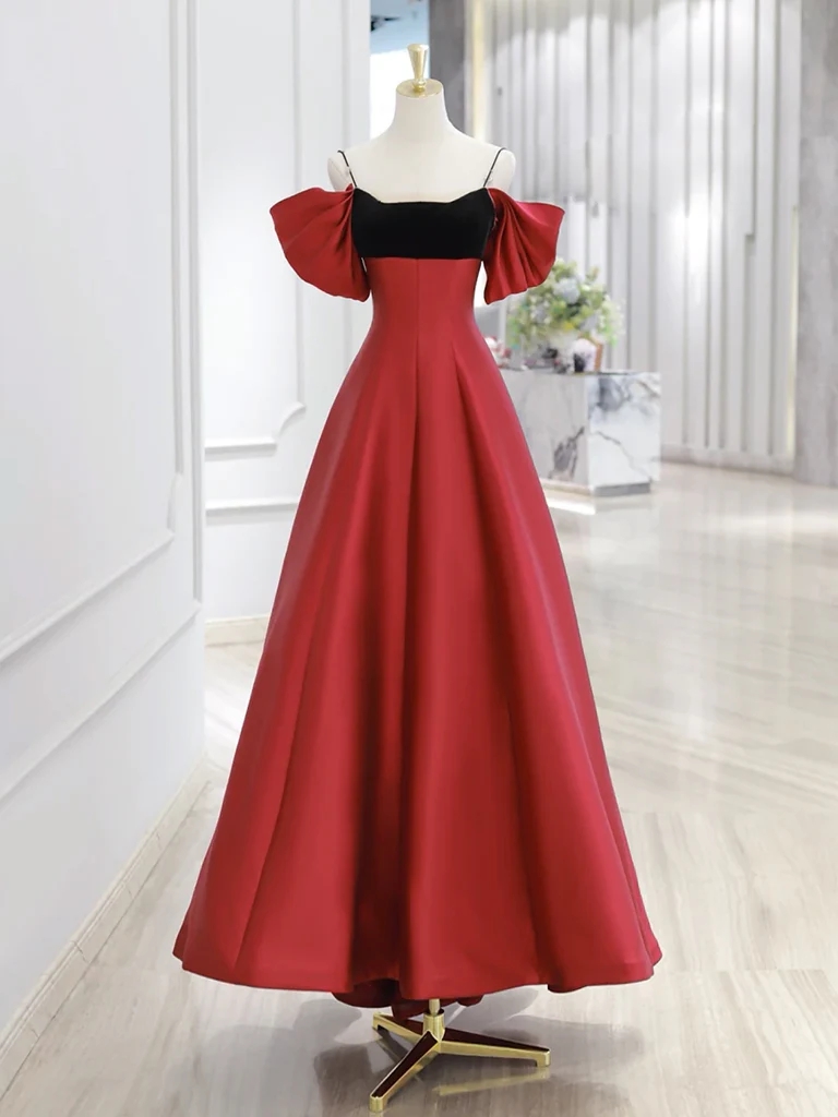 red dress with black accents Glamorous Red Ball Gown With Bold Black Accents