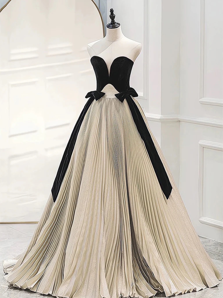 Black And Gold Pleated Ball Gown Design