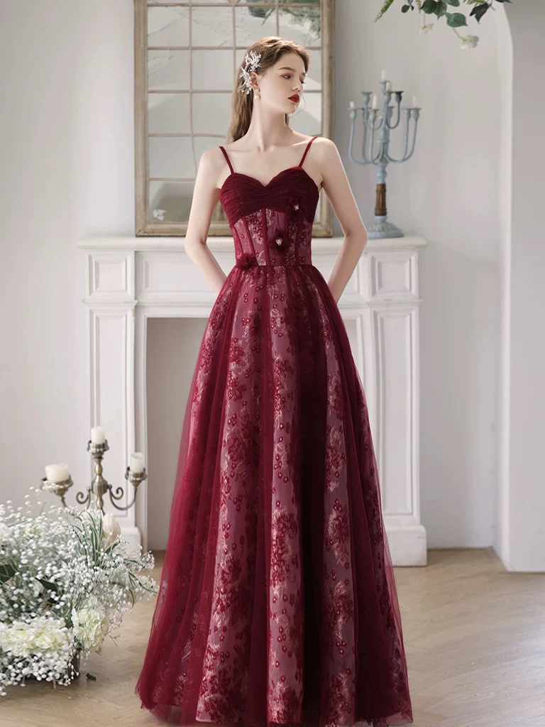 fitted lace wedding dress Fatima Burgundy Crystal Sleeveless Corset Mermaid Maxi Dress