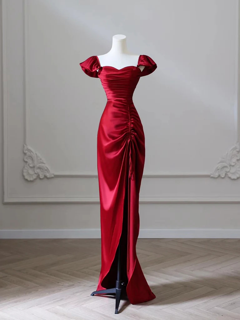 burgundy sweetheart mermaid dress Burgundy Sequin Strapless Long Mermaid Evening Prom Dresses, Cheap Cus –  MarryLover main image 1