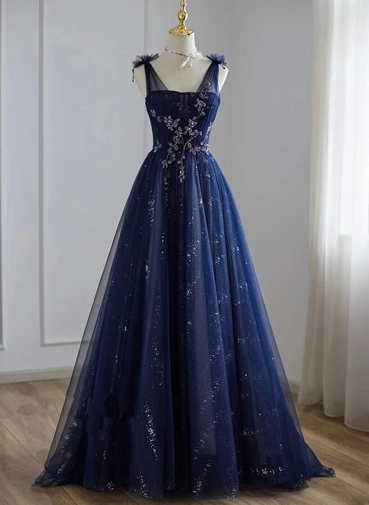 navy blue beaded bridesmaid dresses Natalie Beaded Bridesmaid Dress main image 1