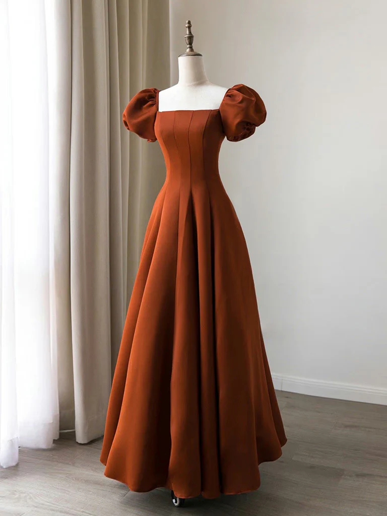 brown taffeta dress 1950s Chocolate Brown Taffeta Evening Dress – Blossom Vintage main image 1