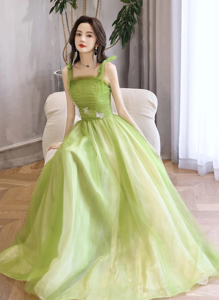 light green simple dress Short Light Green Satin Ruffle Dress – Lisposa main image 0
