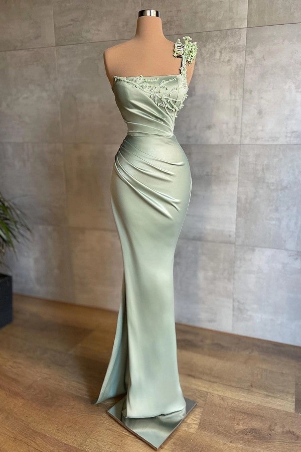one shoulder light green dress Lime One-Shoulder Dress - Bell Sleeve Maxi Dress - Green Gown