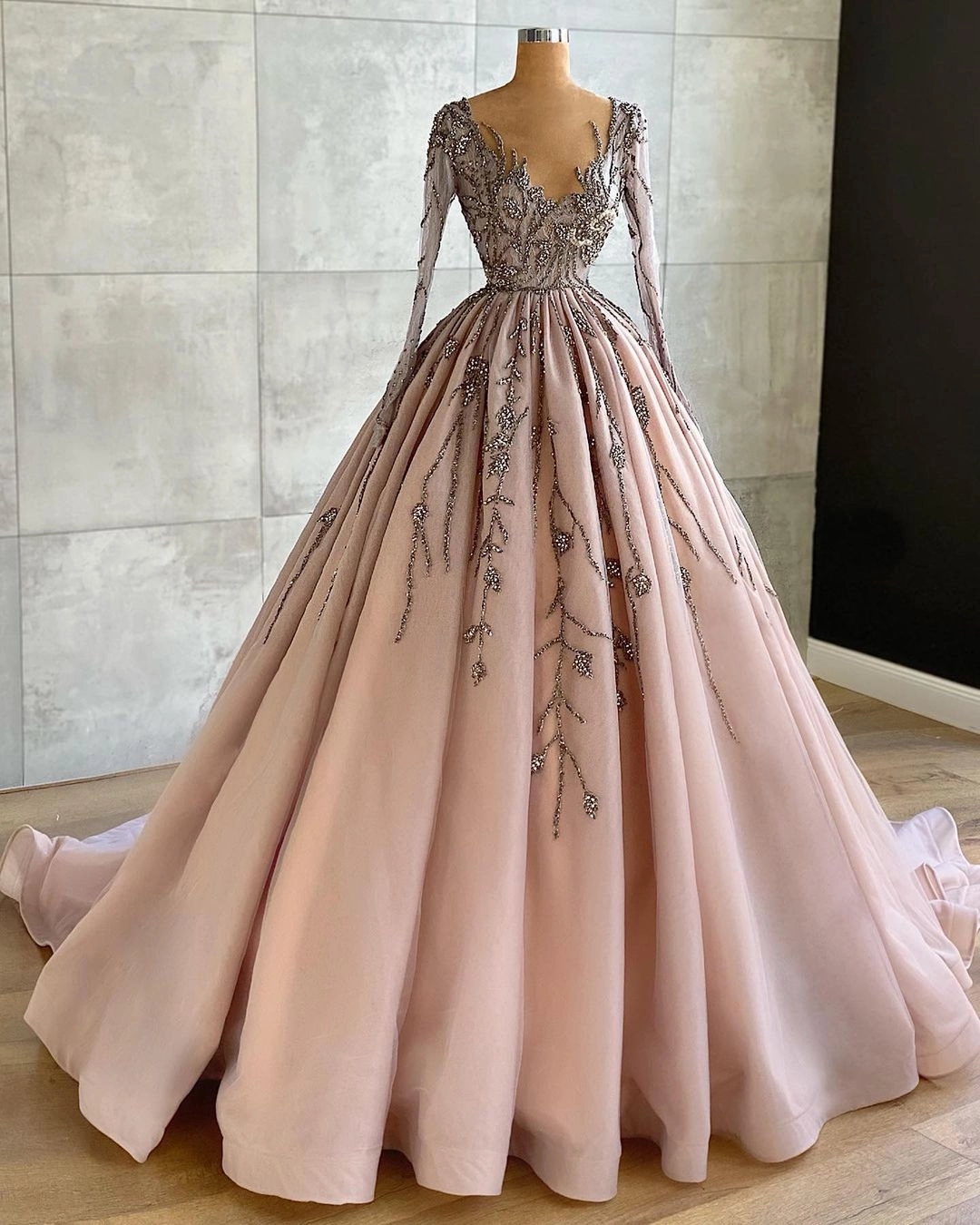 chinese dress ladies V-Neck Long A-Line Prom Dress with Lace-Up Corset Paris Blue / 6 main image 1