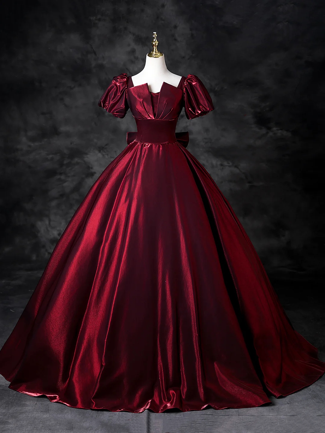 red dress floor length short sleeve Wedtrend Women Red Bridesmaid Dress A-Line V Neck Short Sleeve Front Split  Evening Party Dress with Belt – WEDTREND