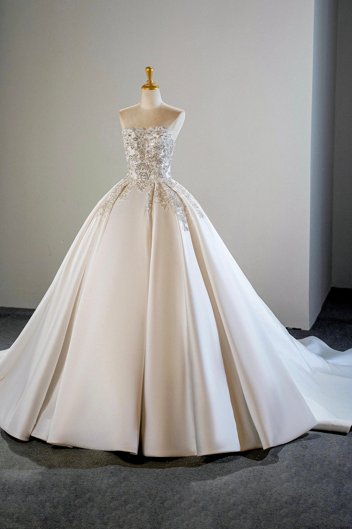 strapless beaded bodice wedding dress Ava Presley 26532 Strapless Beaded Floral Ball Gown main image 1