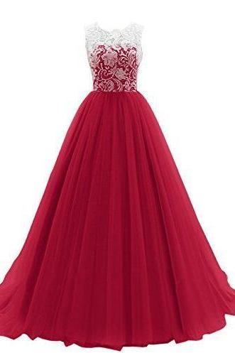 Red Lace Prom Dress, Ball Gown Prom Dresses,red Floor-length Prom Dresses,sweet 16 Dresses,graduation Gowns, Prom Dresses
