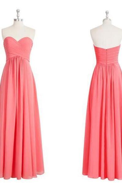Ruched Chiffon Sweetheart Floor Length A-Line Bridesmaid Dress, Prom Dress,Formal Dress 