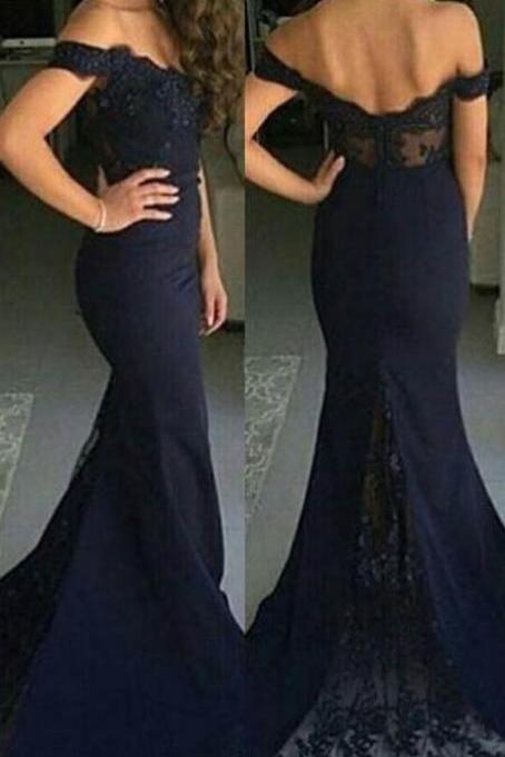 Charming Mermaid Prom Dresses, Lace Bridesmaid Dress,sexy Evening Dresses, Long Formal Dresses, Off The Shoulder Prom Dresses, Lace Prom Gown,
