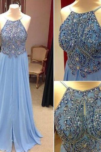 Light Blue Prom Dress, Prom Dress, Backless Prom Dresses,prom Dresses 2018,spaghetti Straps Prom Dress,open Back Evening Prom Gown,wedding Party