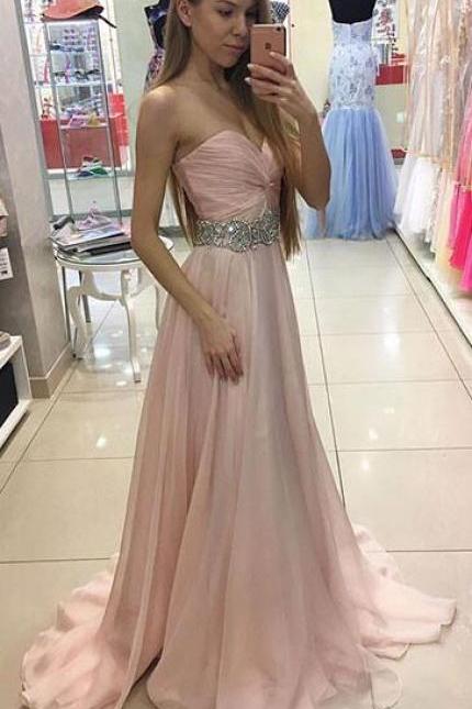 Pink Prom Dresses,Sweetheart Beading Prom Dress,Cheap Prom Dress,Mermaid Prom Dress,Sexy Evening Dress, Chiffon Formal Gown,Long Party Dress,A Line Prom Gown,Prom Dress