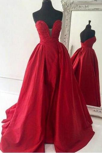 Sweetheart Prom Dresses, Mermaid Prom Dress, Red Prom Dresses,satin Long Prom/ Dresses,red Evening Dress,ball Gown Prom Dresses