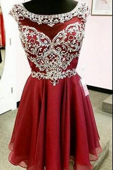 Junior Homecoming Dresses,Tulle Homecoming Dress,Cheap Beaded homecoming dress,Red Homecoming Dresses,See Through homecoming dress, short homecoming dress, Chiffon homecoming dress, short prom dresses