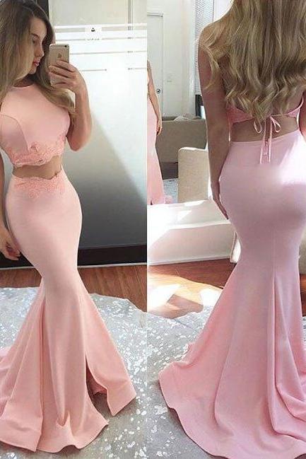 Two Pieces Evening Dress,Sexy Prom Dress,Sleeveless Prom Dress,Long Prom Dresses,Sexy Prom Gowns