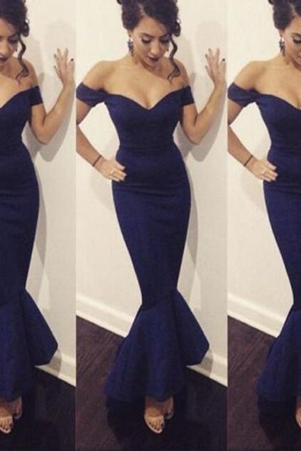 Navy Blue Prom Dress,sexy Prom Dress,backless Evening Dress,sexy Off Shoulder Prom Dress,mermaid Formal Dress,long Prom Dresses